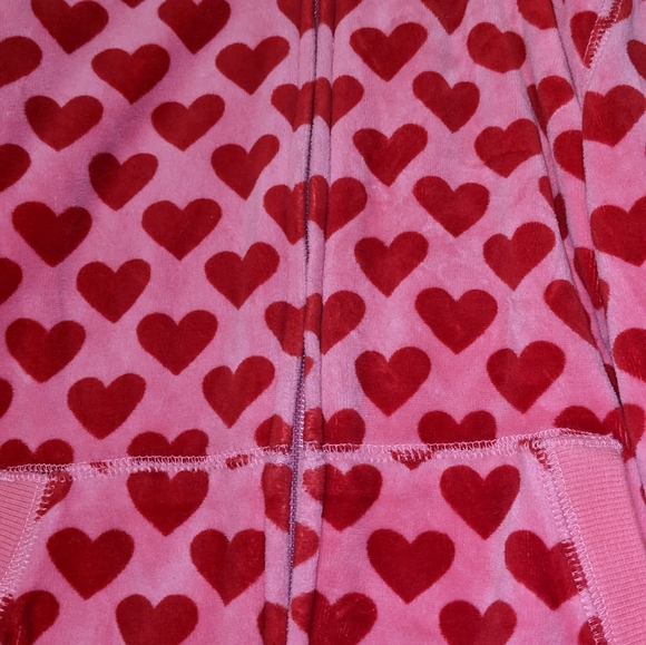 GapKids Vintage Y2K Heart Zip Up Hoodie Velour Girls XXL 14-16 Pink Red Full Zip - Picture 10 of 11